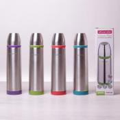 Термос 1000мл из нержав. стали с пластик. вставками (фиолет., зеленая, красная., голубая)