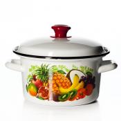 Кастрюля эмалированная коническая, с декором, объем 3л