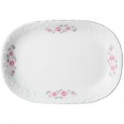 Блюдо овальное 33см рококо Нежная роза платина, без упак