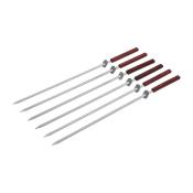 Набор плоских шампуров 550 мм с деревянными ручками с кольцами, 6 штук в упаковке