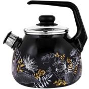 Чайник эмал 3,0л со свистком Botany black ТМ Appetite