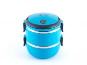 Ланч-бокс герметичный круглый с двумя контейнерами по 600мл и складыв.ручкой.GIPFEL 