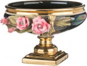 Чаша декоративная Розы черная высота=23 см.диаметр=33 см.