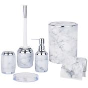 Набор для ванной комнаты мраморный круглый, 4.5л, белый