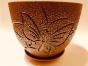 Горшок с поддоном (терракот) 3,5л бабочка №2