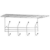 Вешалка настенная Mensola 4 крючка с полкой хром