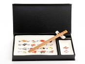 Набор для суши 4пр. (тарелка, соусник, подставка для палочек, набор палочек) "Мир суши" 19,5*12,5/9*6/5,5*1см палочки l=20см (подарочная упаковка)