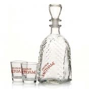 Штоф + 6 стопок Арка (деколь Русское застолье) коробка с окном "Сильвер"