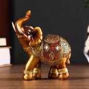 Сувенир полистоун "Африканский слон в золотой, ажурной попоне" МИКС 12х11х4,7 см   3441625