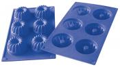 Форма для кексов (синяя) 6 ячеек фигурные 30х17,5х3,8см Silicone
