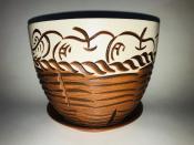 Горшок с поддоном (двухцветный) 2,5л корзина с яблоками №3