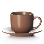 Чайная пара коричневая, объем чашки 200 мл