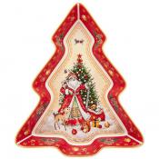 Блюдо-елка lefard Дед мороз 25х21х4 см красное 