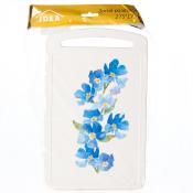 Доска разделочная 275х173 мм с рисунком (голубые цветы)