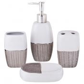 Набор для ванной комнаты 4 пр.:дозатор для мыла, мыльница, стакан для зубных щеток , стакан (кор=12к