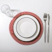 Салфетка сервировочная на стол Доляна «Кант», d=25 см, плетёная, цвет красный