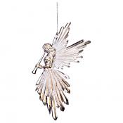 Декоративное изделие Ангел 17*10 см цвет: серебро с глиттером без упаковки