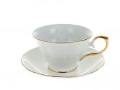 Чайный набор 2пр. "Белый танец" v=220мл (фарфор, с золотой каймой)