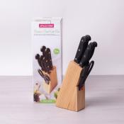 Набор ножей 7 предметов из нержавеющей стали с бакелитовыми ручками и деревянной подставкой