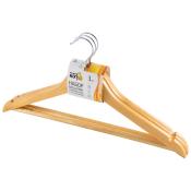 Набор вешалок деревянных с перекладиной, 3 шт, светлое дерево