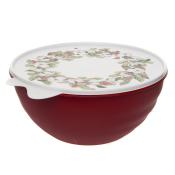 Миска с крышкой с декором 2,8л (Бордовый)