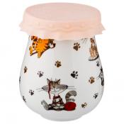 БАНОЧКА ДЛЯ МЕДА/ВАРЕНЬЯ С СИЛИКОНОВОЙ КРЫШКОЙ "ВЕСЕЛЫЕ ДРУЗЬЯ" 450 МЛ. ДИАМЕТР=9 СМ. ВЫСОТА=11,5 СМ