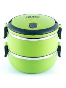 Ланч-бокс герметичный круглый с двумя контейнерами по 600мл и складывающейся ручкой.GIPFEL