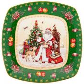 Блюдо lefard Дед мороз квадратное 25x4,2cm зеленое 