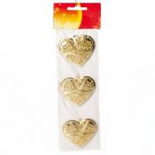 Набор подвесных украшений House & Holder "Сердце", цвет: золотистый, 3 шт.