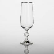 Набор бокалов для шампанского 6 шт Crystalite Bohemia Klaudie, 180 мл платиновая полоска