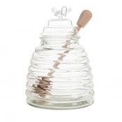 Банка для меда v=400мл. (d=10см. h=14,5см.) (стекло, дерево) (подарочная упаковка)