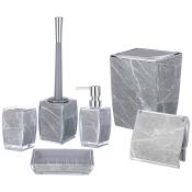 Набор для ванной комнаты мраморный квадратный 6 пр., 4.5л, серый
