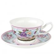 Чайная пара с подарком "Версаль/Изумруд" (1персона) v=180мл. (фарфор) (подарочная упаковка)