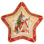 Блюдо-звезда lefard Дед мороз 17,5х17,5х3,5 см красное 