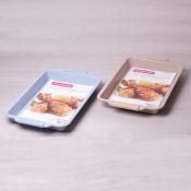 Форма для запекания 46*30*4.5см из углеродистой стали (голубой и бежевый мрамор)