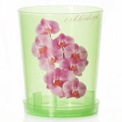 Горшок цветочный для орхидеи, с поддоном, объем 1,2 л (зеленый, прозрачный)