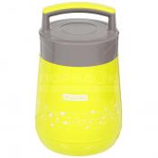 Термос пищевой 1400мл пластиковый со стеклянной колбой и 2 емкостями (розовый, голубой, зеленый)