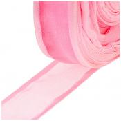 Лента капроновая сширокой каймой, розовая, ширина=2,5 см, длина=45,5 м