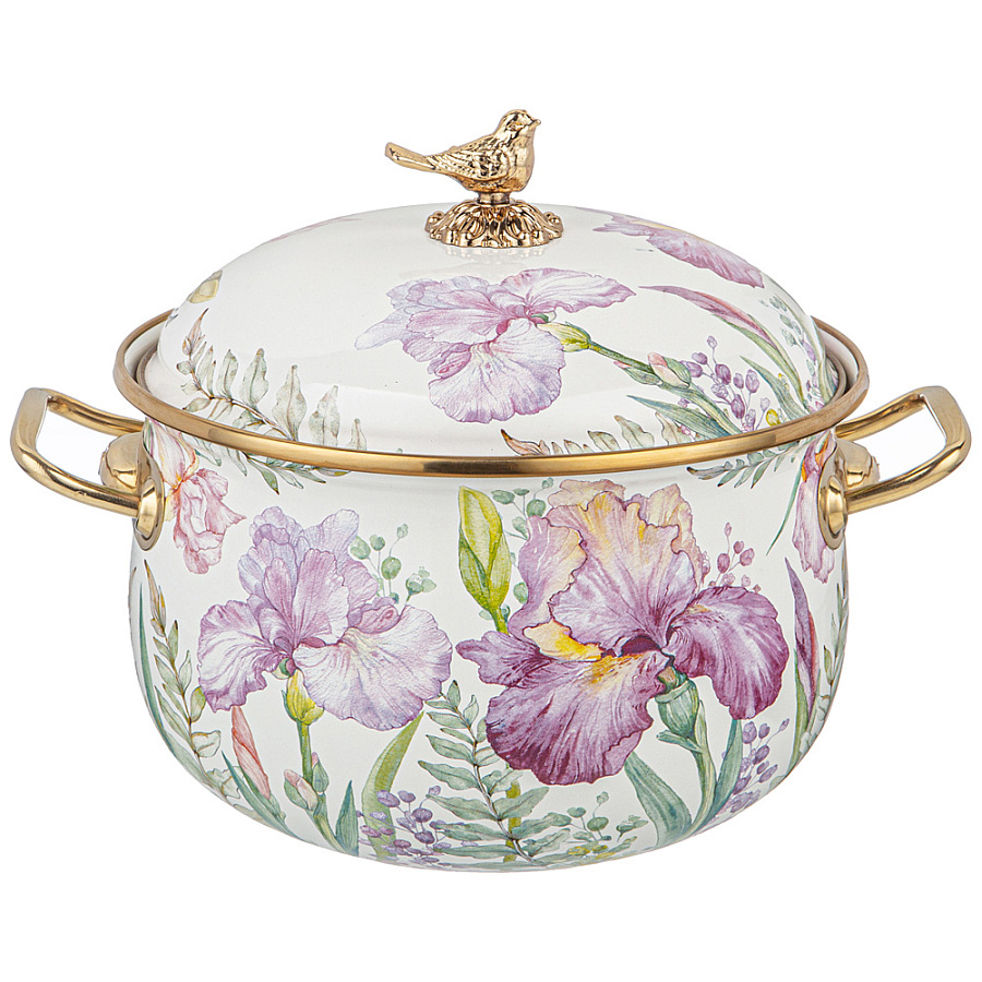 Кастрюля эмалированная agness с крышкой, серия irises 3,8л, диа.20см ...