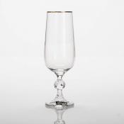 Набор бокалов для шампанского 6 шт Crystalite Bohemia Klaudie, 180 мл золотая полоска