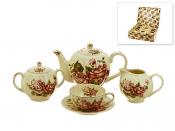 Чайный сервиз на 6 персон Best Home "Рубиновые розы", 15 предметов