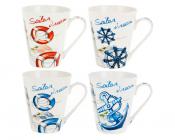 Кружка фарфоровая "Маяк" v=310мл. (4вида) (min12) (транспортная упаковка)