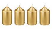 Набор свечей из 4 шт. 8*4 см. золотой металлик