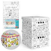 Короб-раскраска складной, малый, 25*33*18.5 см, набор 2 шт., ПТИЧКИ