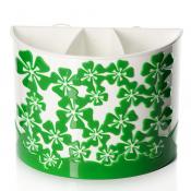 Подставка для зубных щеток "Камелия" (цвет белый с зеленым)