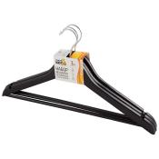 Набор вешалок деревянных с перекладиной, 3 шт, цвет черный