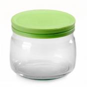 Банка для сыпучих продуктов Pasabahce "Cesni", с крышкой, цвет: зеленый, прозрачный, 420 мл