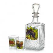 Штоф + 6 стопок Кристалл (деколь Кабаны) коробка с окном Сильвер