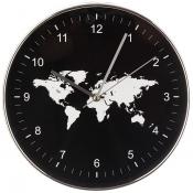 Часы настенные кварцевые World map диаметр=30 см. диаметр циферблата=29 см. цвет: черный (кор=6шт.