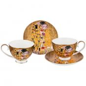 Чайный набор на 2 персоны Поцелуй (г. климт) 4 пр. 250 мл золотой 
